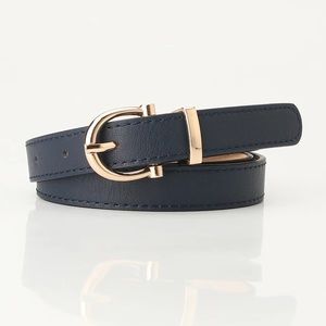 New PU leather Black Simple Metal Buckle Belt Classic